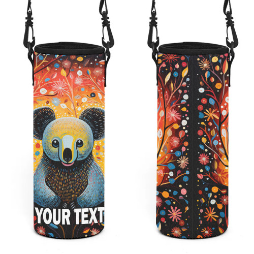 Australia Koala Custom Water Bottle Sleeve - Aboriginal Koala With Flowers Water Bottle Sleeve Australia Koala Custom Water Bottle Sleeve - Aboriginal Koala With Flowers Water Bottle Sleeve