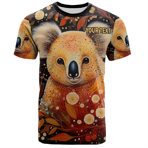 Australia Koala Custom T-shirt - Aboriginal Koala With Golden Wattle Flowers T-shirt