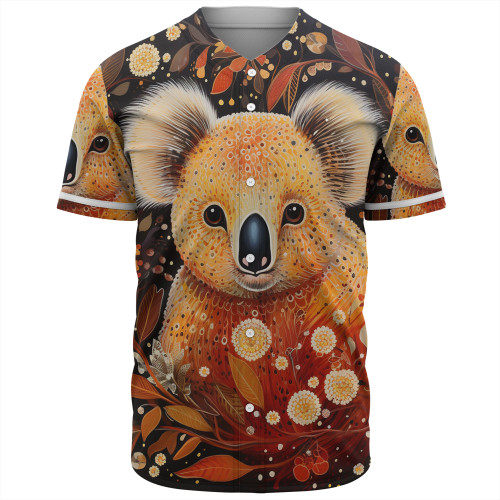 Australia Koala Custom Baseball Shirt - Aboriginal Koala With Golden Wattle Flowers Baseball Shirt Australia Koala Custom Baseball Shirt - Aboriginal Koala With Golden Wattle Flowers Baseball Shirt