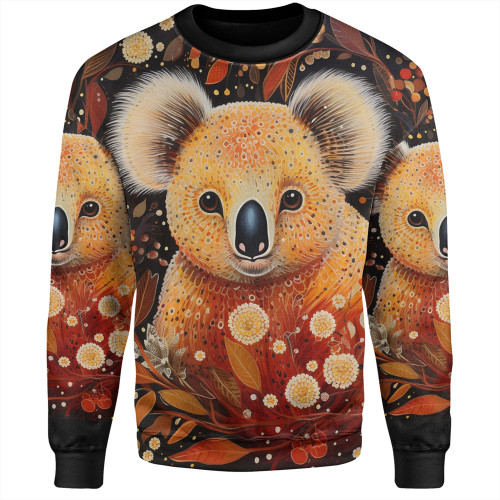 Australia Koala Custom Sweatshirt - Aboriginal Koala With Golden Wattle Flowers Sweatshirt Australia Koala Custom Sweatshirt - Aboriginal Koala With Golden Wattle Flowers Sweatshirt