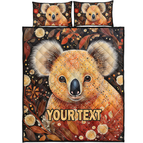 Australia Koala Custom Quilt Bed Set - Aboriginal Koala With Golden Wattle Flowers Quilt Bed Set Australia Koala Custom Quilt Bed Set - Aboriginal Koala With Golden Wattle Flowers Quilt Bed Set