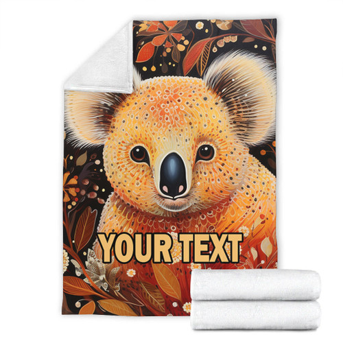 Australia Koala Custom Blanket - Aboriginal Koala With Golden Wattle Flowers Blanket Australia Koala Custom Blanket - Aboriginal Koala With Golden Wattle Flowers Blanket