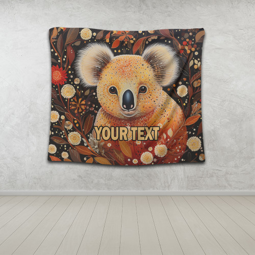 Australia Koala Custom Tapestry - Aboriginal Koala With Golden Wattle Flowers Tapestry Australia Koala Custom Tapestry - Aboriginal Koala With Golden Wattle Flowers Tapestry