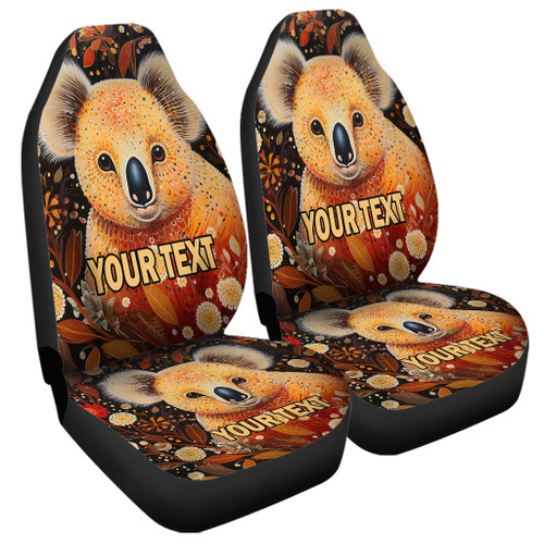 Australia Koala Custom Car Seat Covers - Aboriginal Koala With Golden Wattle Flowers Car Seat Covers Australia Koala Custom Car Seat Covers - Aboriginal Koala With Golden Wattle Flowers Car Seat Covers