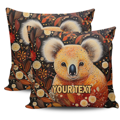 Australia Koala Custom Pillow Covers - Aboriginal Koala With Golden Wattle Flowers Pillow Covers