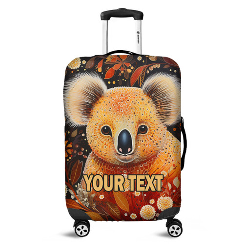 Australia Koala Custom Luggage Cover - Aboriginal Koala With Golden Wattle Flowers Luggage Cover Australia Koala Custom Luggage Cover - Aboriginal Koala With Golden Wattle Flowers Luggage Cover