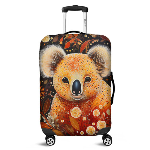 Australia Koala Custom Luggage Cover - Aboriginal Koala With Golden Wattle Flowers Luggage Cover Australia Koala Custom Luggage Cover - Aboriginal Koala With Golden Wattle Flowers Luggage Cover