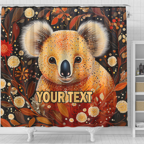Australia Koala Custom Shower Curtain - Aboriginal Koala With Golden Wattle Flowers Shower Curtain Australia Koala Custom Shower Curtain - Aboriginal Koala With Golden Wattle Flowers Shower Curtain