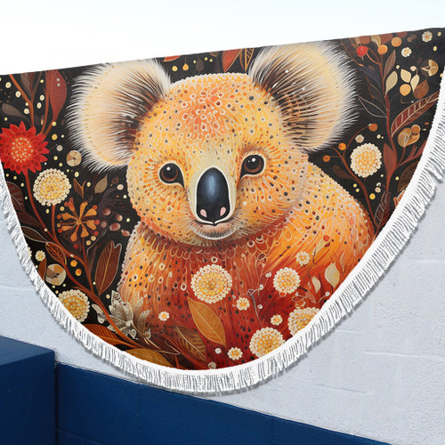 Australia Koala Custom Beach Blanket - Aboriginal Koala With Golden Wattle Flowers Beach Blanket Australia Koala Custom Beach Blanket - Aboriginal Koala With Golden Wattle Flowers Beach Blanket