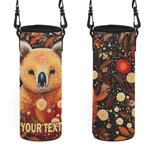 Australia Koala Custom Water Bottle Sleeve - Aboriginal Koala With Golden Wattle Flowers Water Bottle Sleeve Australia Koala Custom Water Bottle Sleeve - Aboriginal Koala With Golden Wattle Flowers Water Bottle Sleeve