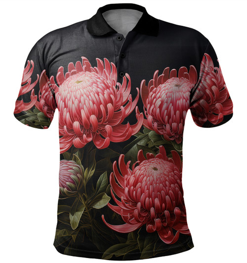 Australia Waratah Polo Shirt - Red Waratah Flowers Fine Art Ver1 Polo Shirt