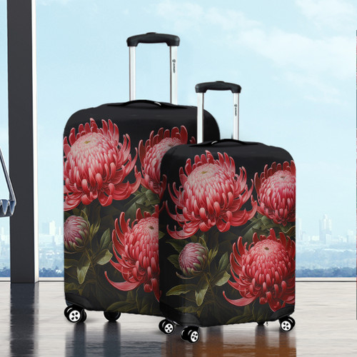 Australia Waratah Luggage Cover - Red Waratah Flowers Fine Art Ver1 Luggage Cover