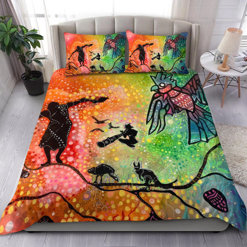 Australia Aboriginal Bedding Set - The Dream Time Spiritual Colourful Aboriginal Style Acrylic Desgin Bedding Set