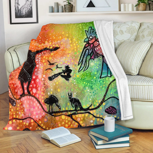 Australia Aboriginal Blanket - The Dream Time Spiritual Colourful Aboriginal Style Acrylic Desgin Blanket