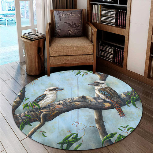 Australia Kookaburra Round Rug - Laughing Kookaburras Round Rug Australia Kookaburra Round Rug - Laughing Kookaburras Round Rug