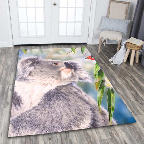 Australia Koala Area Rug - Koala with a Scarlet Honeyeater Area Rug Australia Koala Area Rug - Koala with a Scarlet Honeyeater Area Rug