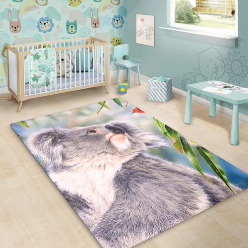 Australia Koala Area Rug - Koala with a Scarlet Honeyeater Area Rug Australia Koala Area Rug - Koala with a Scarlet Honeyeater Area Rug