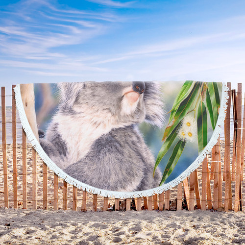 Australia Koala Beach Blanket - Koala with a Scarlet Honeyeater Beach Blanket Australia Koala Beach Blanket - Koala with a Scarlet Honeyeater Beach Blanket