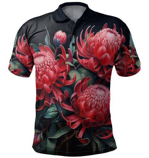 Australia Waratah Polo Shirt - Red Waratah Flowers Fine Art Ver2 Polo Shirt