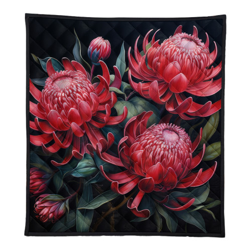 Australia Waratah Quilt - Red Waratah Flowers Fine Art Ver2 Quilt Australia Waratah Quilt - Red Waratah Flowers Fine Art Ver2 Quilt