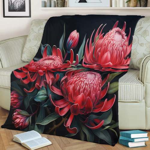 Australia Waratah Blanket - Red Waratah Flowers Fine Art Ver2 Blanket Australia Waratah Blanket - Red Waratah Flowers Fine Art Ver2 Blanket