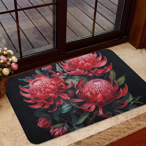 Australia Waratah Door Mat - Red Waratah Flowers Fine Art Ver2 Door Mat