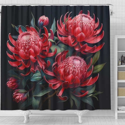 Australia Waratah Shower Curtain - Red Waratah Flowers Fine Art Ver2 Shower Curtain