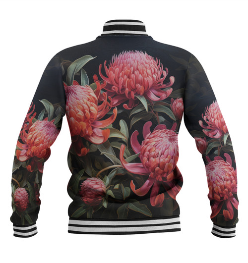 Australia Waratah Baseball Jacket - Red Waratah Flowers Fine Art Ver3 Baseball Jacket