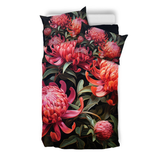 Australia Waratah Bedding Set - Red Waratah Flowers Fine Art Ver3 Bedding Set Australia Waratah Bedding Set - Red Waratah Flowers Fine Art Ver3 Bedding Set