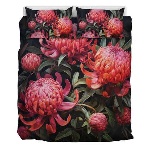 Australia Waratah Bedding Set - Red Waratah Flowers Fine Art Ver3 Bedding Set Australia Waratah Bedding Set - Red Waratah Flowers Fine Art Ver3 Bedding Set