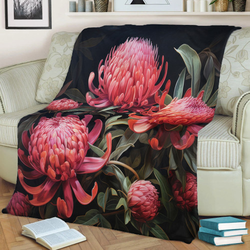 Australia Waratah Blanket - Red Waratah Flowers Fine Art Ver3 Blanket Australia Waratah Blanket - Red Waratah Flowers Fine Art Ver3 Blanket