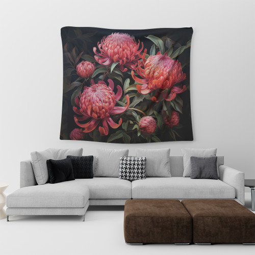 Australia Waratah Tapestry - Red Waratah Flowers Fine Art Ver3 Tapestry Australia Waratah Tapestry - Red Waratah Flowers Fine Art Ver3 Tapestry