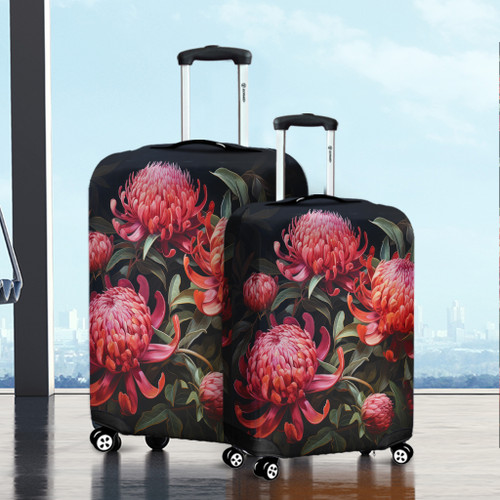 Australia Waratah Luggage Cover - Red Waratah Flowers Fine Art Ver3 Luggage Cover