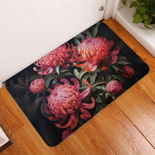 Australia Waratah Door Mat - Red Waratah Flowers Fine Art Ver3 Door Mat Australia Waratah Door Mat - Red Waratah Flowers Fine Art Ver3 Door Mat