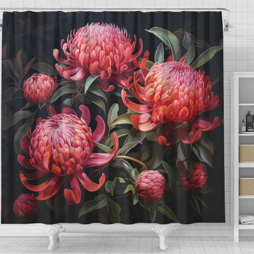 Australia Waratah Shower Curtain - Red Waratah Flowers Fine Art Ver3 Shower Curtain
