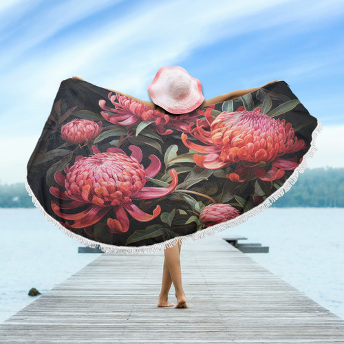 Australia Waratah Beach Blanket - Red Waratah Flowers Fine Art Ver3 Beach Blanket Australia Waratah Beach Blanket - Red Waratah Flowers Fine Art Ver3 Beach Blanket