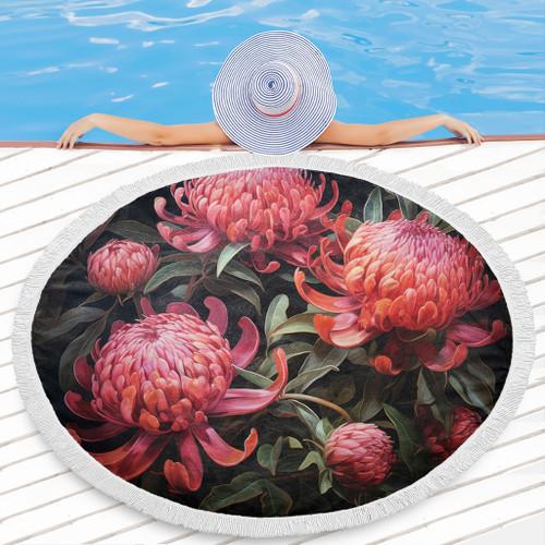 Australia Waratah Beach Blanket - Red Waratah Flowers Fine Art Ver3 Beach Blanket