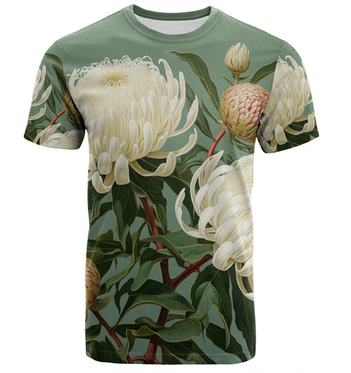 Australia Waratah T-shirt - White Waratah Flowers Fine Art Ver1 T-shirt