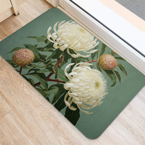 Australia Waratah Door Mat - White Waratah Flowers Fine Art Ver1 Door Mat Australia Waratah Door Mat - White Waratah Flowers Fine Art Ver1 Door Mat