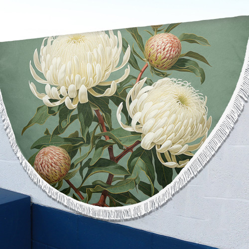 Australia Waratah Beach Blanket - White Waratah Flowers Fine Art Ver1 Beach Blanket