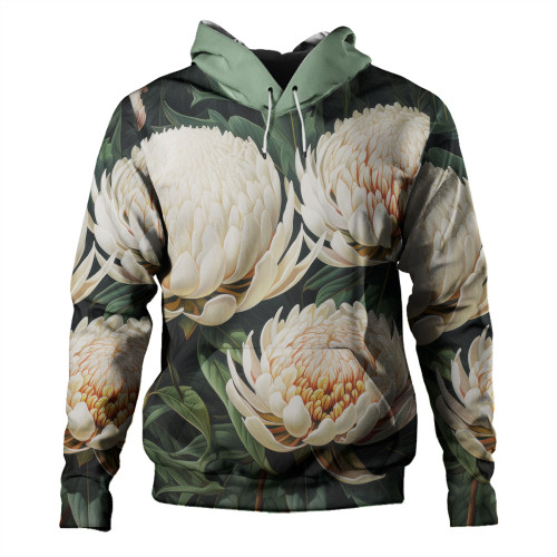 Australia Waratah Hoodie - White Waratah Flowers Fine Art Ver2 Hoodie