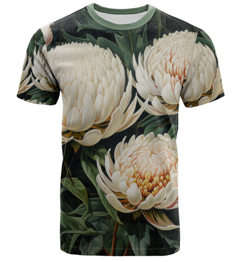 Australia Waratah T-shirt - White Waratah Flowers Fine Art Ver2 T-shirt