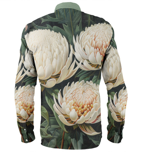 Australia Waratah Long Sleeve Shirts - White Waratah Flowers Fine Art Ver2 Long Sleeve Shirts
