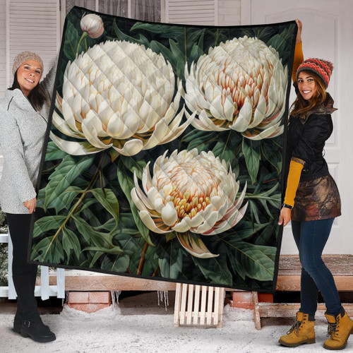 Australia Waratah Quilt - White Waratah Flowers Fine Art Ver2 Quilt Australia Waratah Quilt - White Waratah Flowers Fine Art Ver2 Quilt