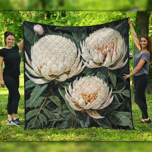 Australia Waratah Quilt - White Waratah Flowers Fine Art Ver2 Quilt
