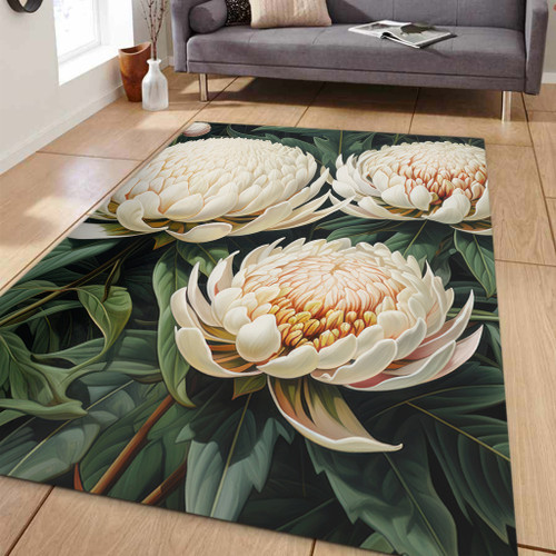 Australia Waratah Area Rug - White Waratah Flowers Fine Art Ver2 Area Rug Australia Waratah Area Rug - White Waratah Flowers Fine Art Ver2 Area Rug