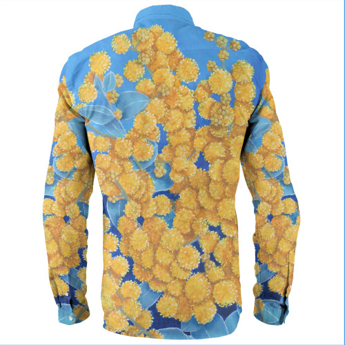 Australia Golden Wattle Long Sleeve Shirts - Golden Wattle Blue Background Oil Painting Art Long Sleeve Shirts Australia Golden Wattle Long Sleeve Shirts - Golden Wattle Blue Background Oil Painting Art Long Sleeve Shirts