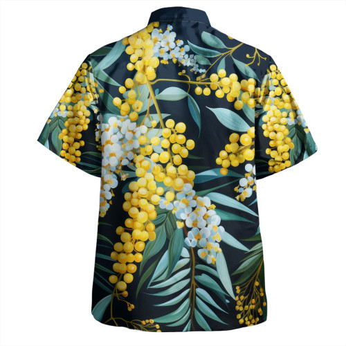Australia Golden Wattle Hawaiian Shirt - Golden Wattle Seamless Patterns Blue Background Hawaiian Shirt Australia Golden Wattle Hawaiian Shirt - Golden Wattle Seamless Patterns Blue Background Hawaiian Shirt