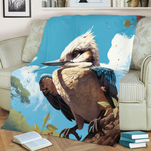 Australia Kookaburra Blanket - Kookaburra Blue Background Blanket Australia Kookaburra Blanket - Kookaburra Blue Background Blanket
