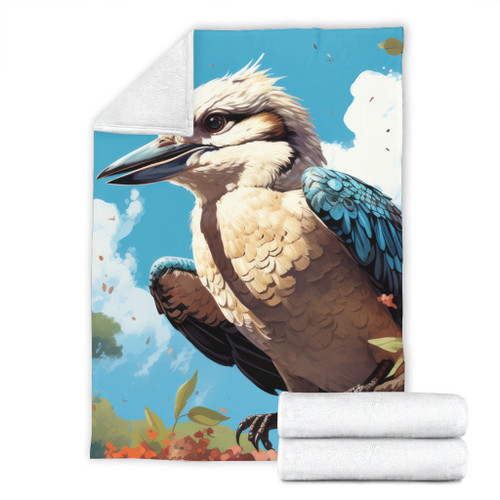 Australia Kookaburra Blanket - Kookaburra Blue Background Blanket Australia Kookaburra Blanket - Kookaburra Blue Background Blanket